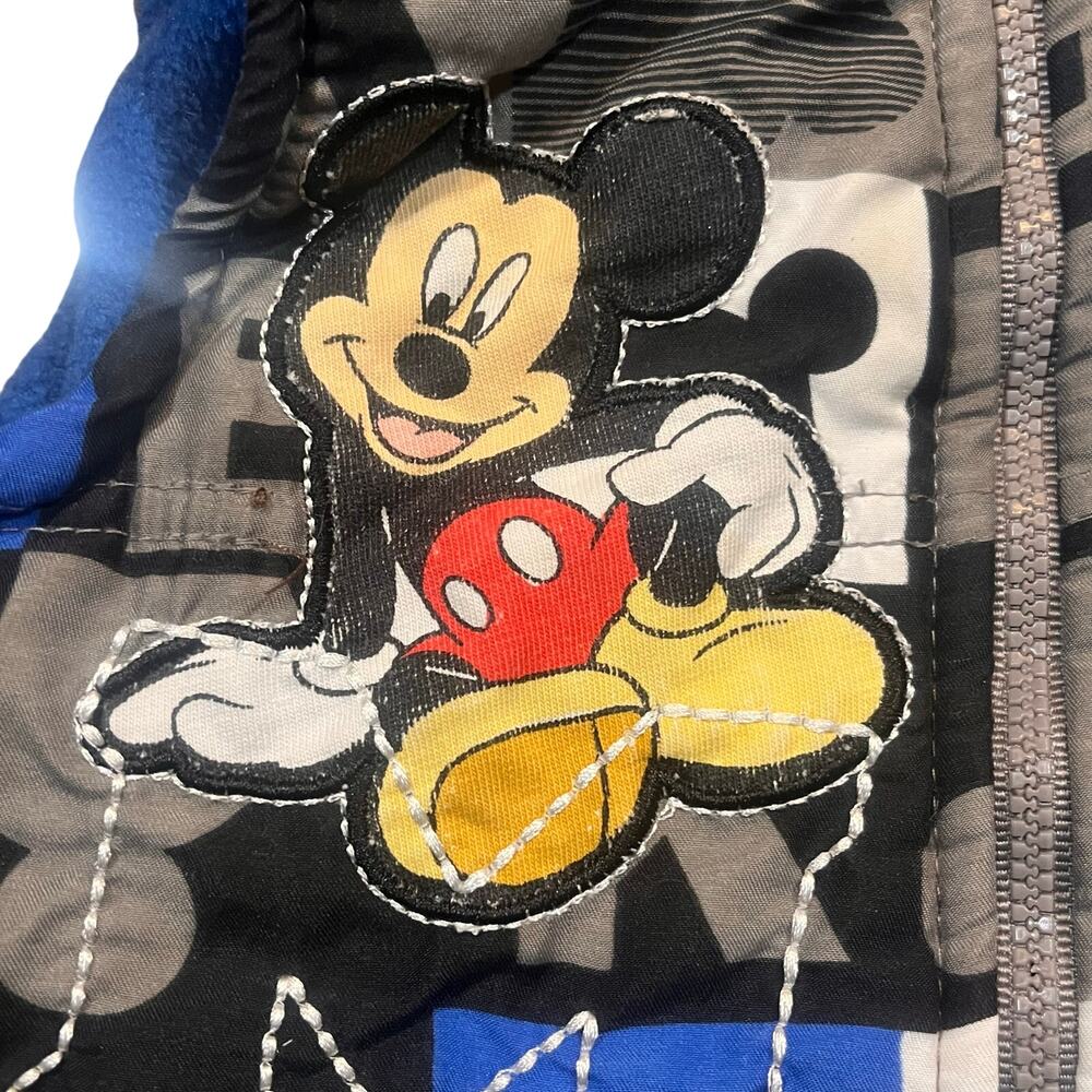 Vintage Disney Boy 18 Month Mickey Mouse Kids Vest Fleece Lined Zip Up Blue Gray